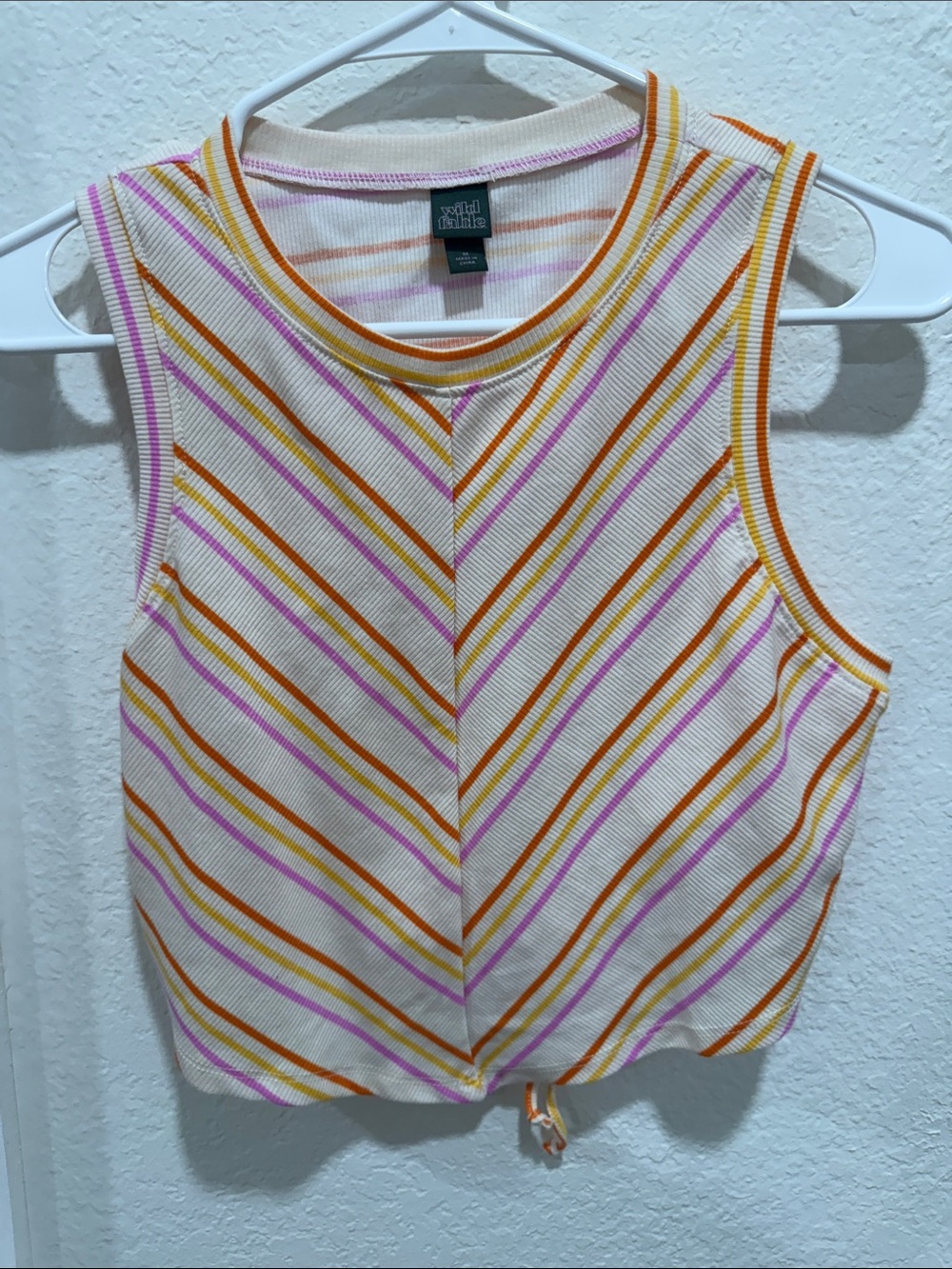 wild fable Cream Ribbed Tank with Orange and Pink Stripes